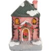 Clayre & Eef 6PR5734 Decoratie Huisje met LED Roze Grijs 4x5x6 cm