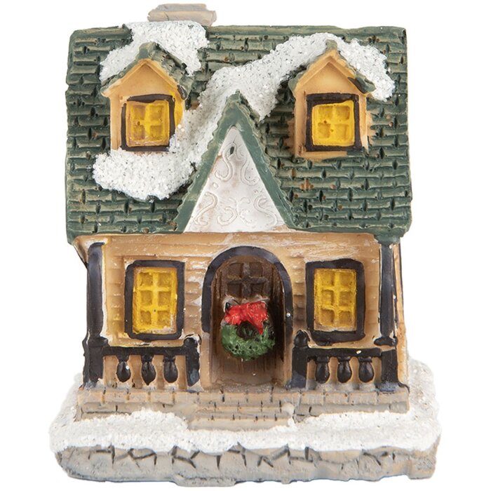 Clayre & Eef 6PR5735 Decoratie Huis LED Beige Groen 5x5x6 cm