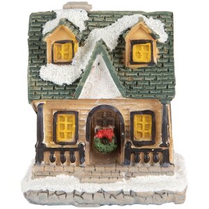 Clayre & Eef 6PR5735 Decoratie Huis LED Beige Groen 5x5x6 cm