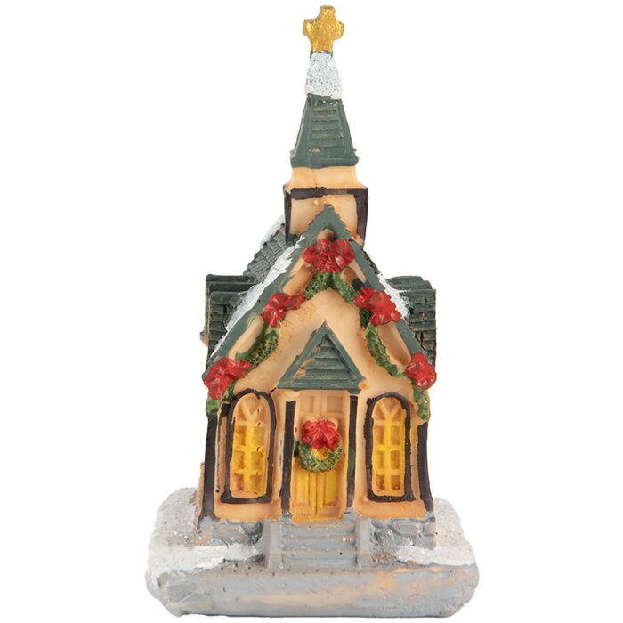 Clayre & Eef 6PR5736 Decoratie Huis LED 6x5x9 cm Polyresin Oranje Groen