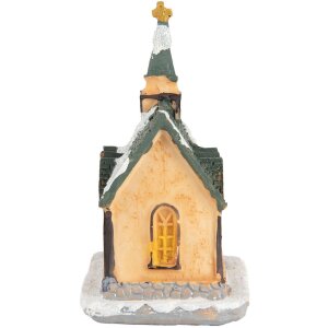 Clayre & Eef 6PR5736 Decoratie Huis LED 6x5x9 cm Polyresin Oranje Groen