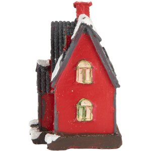 Clayre & Eef 6PR5739 Decoratie Huis LED Rood Grijs 6x5x7 cm Polyresin