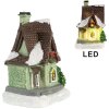 Clayre & Eef 6PR5740 Decoratie Huis met LED 5x5x8 cm Polyresin Kerstdecoratie