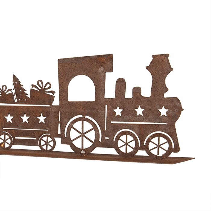 Clayre & Eef 6Y5777 Decoratie Trein Metaal Bruin 34x5x10 cm Landelijke stijl