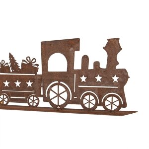 Clayre & Eef 6Y5777 Decoratie Trein Metaal Bruin 34x5x10 cm Landelijke stijl