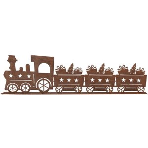 Clayre & Eef 6Y5777 Decoratie Trein Metaal Bruin 34x5x10 cm Landelijke stijl