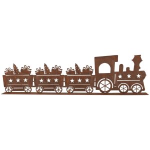Clayre & Eef 6Y5777 Decoratie Trein Metaal Bruin 34x5x10 cm Landelijke stijl