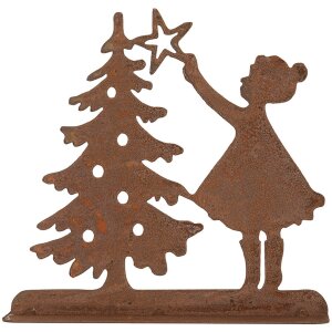 Clayre & Eef 6Y5780 Decoratie Kind met Kerstboom Bruin 14x5x14 cm
