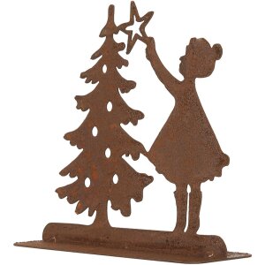 Clayre & Eef 6Y5780 Decoratie Kind met Kerstboom Bruin 14x5x14 cm