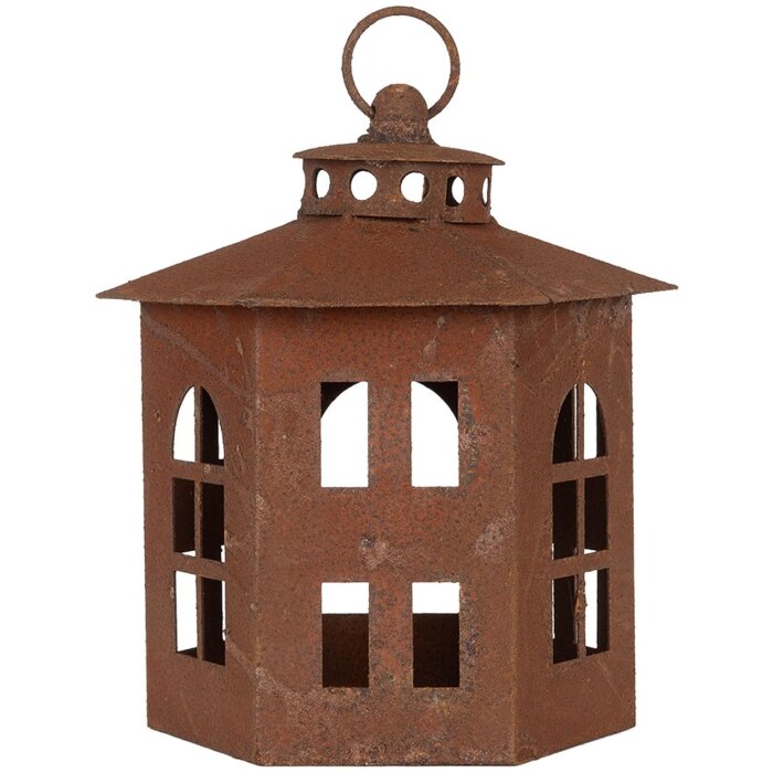 Clayre & Eef 6Y5785 Lantaarn Bruin Ø 19x22 cm Metaal Antieke Stijl Tuindecoratie