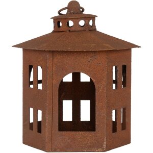 Clayre & Eef 6Y5785 Lantaarn Bruin Ø 19x22 cm Metaal Antieke Stijl Tuindecoratie