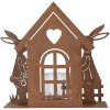 Clayre & Eef 6Y5786 Theelichthouder Huisje met Konijn Bruin 26x9x26 cm