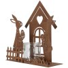 Clayre & Eef 6Y5786 Theelichthouder Huisje met Konijn Bruin 26x9x26 cm