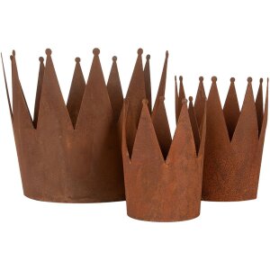 Clayre & Eef 6Y5789 Decoratiekroon set van 3 metalen roest-look landelijke stijl