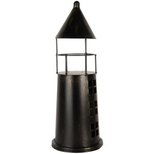 Clayre & Eef 6Y5790 Decoratie Vuurtoren Zwart Ø16x45 cm Metaal Landhuisstijl