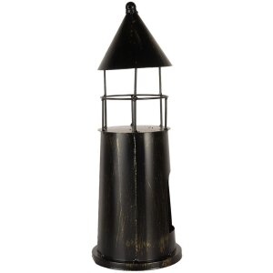 Clayre & Eef 6Y5790 Decoratie Vuurtoren Zwart Ø16x45 cm Metaal Landhuisstijl