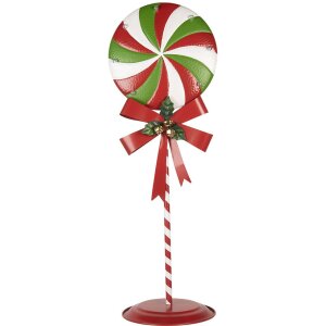 Clayre & Eef 6Y5635 Decoratie Lolly LED 36x29x100 cm Metaal Rood Groen