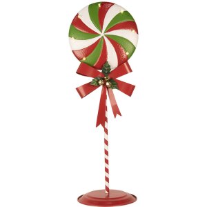 Clayre & Eef 6Y5635 Decoratie Lolly LED 36x29x100 cm Metaal Rood Groen