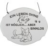 Clayre & Eef 6Y5685 Tekstbord Een leven zonder kat is mogelijk Wit 18x15 cm