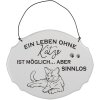 Clayre & Eef 6Y5685 Tekstbord Een leven zonder kat is mogelijk Wit 18x15 cm