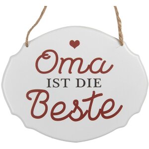 Clayre & Eef 6Y5686 Tekstbordje Oma is de beste Wit...