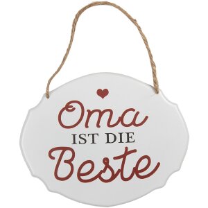 Clayre & Eef 6Y5686 Tekstbordje Oma is de beste Wit...