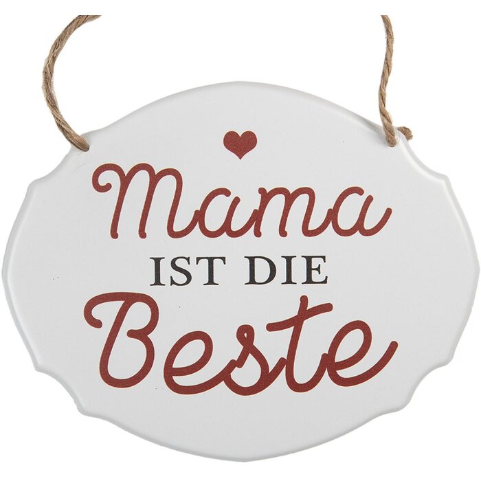 Clayre & Eef 6Y5687 Tekstbordje Mama is de Beste IJzer Wit 18x1x15 cm