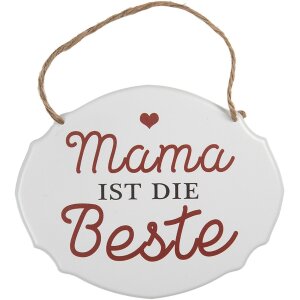 Clayre & Eef 6Y5687 Tekstbordje Mama is de Beste IJzer Wit 18x1x15 cm