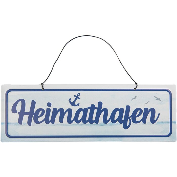 Clayre & Eef 6Y5691 Home Haven Tekstbord 30x1x10 cm Wit Blauw IJzer
