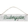 Clayre & Eef Tekstbord Magische Tuin Tuindecoratie Metaal Wit 40x1x10 cm