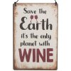Clayre & Eef 6Y5695 Tekstbord Save the Earth Wijn 10x15cm IJzer Beige Rood