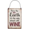 Clayre & Eef 6Y5695 Tekstbord Save the Earth Wijn 10x15cm IJzer Beige Rood