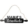 Clayre & Eef Tekstbord Mamas ster keuken zwart 50x1x14 cm ijzer jute touw