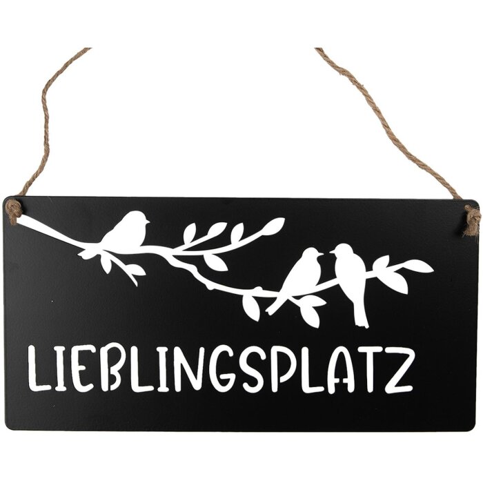 Clayre & Eef 6Y5697 Tekstbord favoriete plek zwart wit 30x1x15 cm ijzer