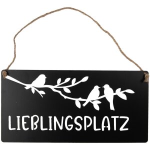 Clayre & Eef 6Y5697 Tekstbord favoriete plek zwart wit 30x1x15 cm ijzer