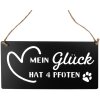 Clayre & Eef 6Y5698 Tekstbord Mijn geluk heeft 4 poten Zwart 30x1x15 cm