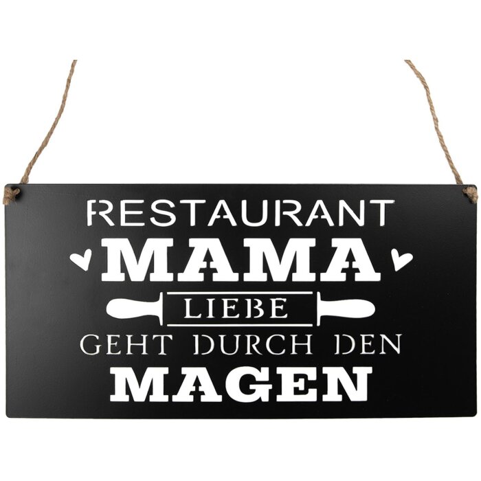 Clayre & Eef 6Y5699 Tekstbord Liefde gaat door de maag Zwart 40x1x20 cm