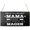 Clayre & Eef 6Y5699 Tekstbord Liefde gaat door de maag Zwart 40x1x20 cm