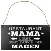 Clayre & Eef 6Y5699 Tekstbord Liefde gaat door de maag Zwart 40x1x20 cm