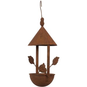 Clayre & Eef 6Y5795 Hangend Vogelbad Bruin Metaal 15x14x42 cm Antieke Stijl
