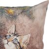 Clayre & Eef KT021.417 Kussenhoes kattenmotief landelijke stijl 45x45 cm bruin rood