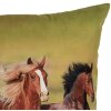 Clayre & Eef KT021.418 Kussenhoes 45x45 cm Wilde Paarden Natuurlijk Groen Bruin