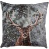 Clayre & Eef kussenhoes 45x45 cm hertenmotief grijs bruin landelijke stijl