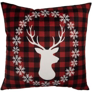 Clayre & Eef kussenhoes 45x45 cm rood wit herten...