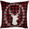 Clayre & Eef kussenhoes 45x45 cm rood wit herten motief landelijke stijl