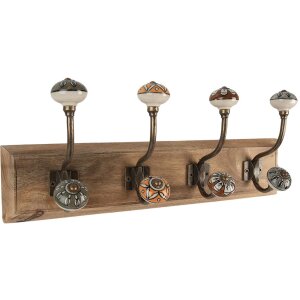 Clayre & Eef 6H2393 Kapstok Wandkapstok Hout IJzer...