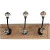 Clayre & Eef 6H2394 Wandkapstok 3 haken antiek stijl bruin 31x10x16 cm