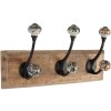 Clayre & Eef 6H2394 Wandkapstok 3 haken antiek stijl bruin 31x10x16 cm