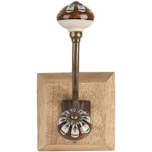 Clayre & Eef 6H2395 Wandhaak Hout Metaal Bruin 10x11x18 cm Antieke Stijl