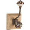 Clayre & Eef 6H2395 Wandhaak Hout Metaal Bruin 10x11x18 cm Antieke Stijl